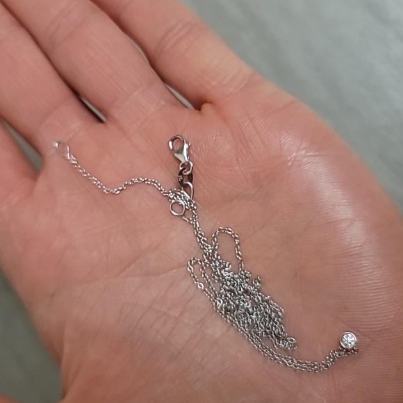 NEW WOTags dainty 14K white gold with diamond bezel - Picture 4 of 5